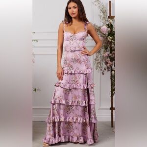 V Chapman Lisianthus Dress in Lilac Tapestry Rose